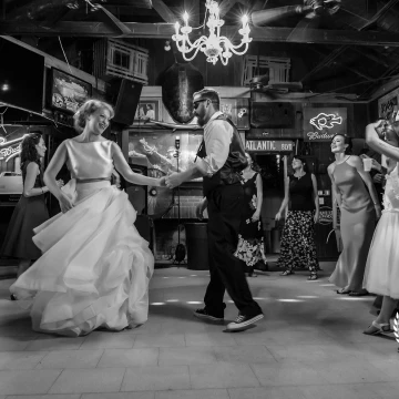 Carin and Koty Look so cute getting  jiggy with it at “ The Crib!” Love this couple and their awesome 1920s styled wedding in Key Largo Florida. 