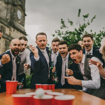 I love to capture fun, moments and emotion at weddings. This wedding was brilliant, they had there owned custom made beer pong table and they were about to start playing so for the first thrown I sipped out the 14mm and boom. Image heaven.