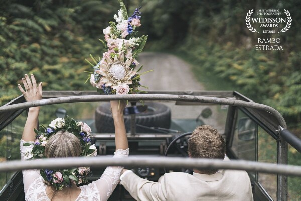 The portrait session is the only time of the day when the bride and groom get to spend any time alone, so I like to take them on a bit of adventure, go for a cruise around, catch their breath and take a few snaps before returning to the party. 