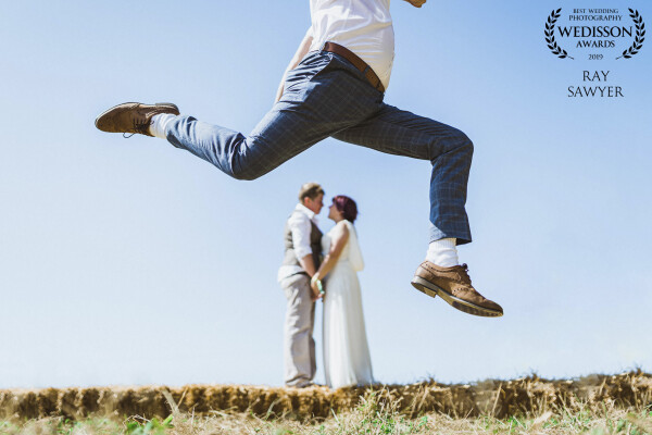 Well, this shot took quite a few frames to get perfect as you can imagine dealing with jumping, position, perspective, etc. But very happy with the final image and most importantly the brides loved it.