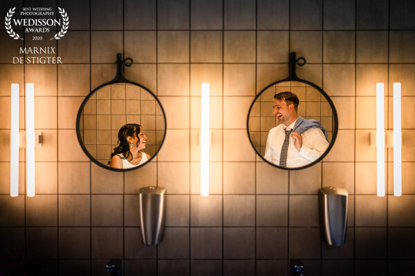 This amazing couple trusted me to take wedding shots in the weirdest of places, such as here in the bathroom. It is awesome to have so much trust from clients that they are willing to let me take these kinds of shots :)