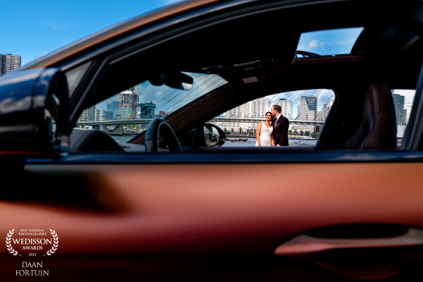 A beautiful summer day at the erasmus bridge with the skyline of Rotterdam.. great beautiful car and couple.. Thank you F & J for this great day!