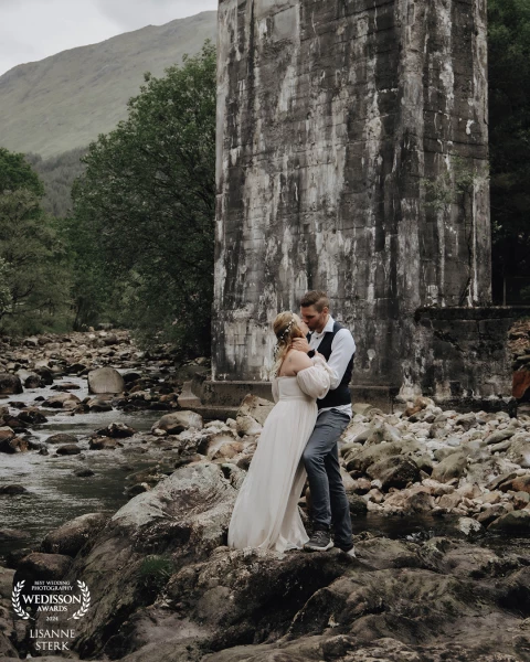 Stealing a kiss under the Glen Finnan viaduct.