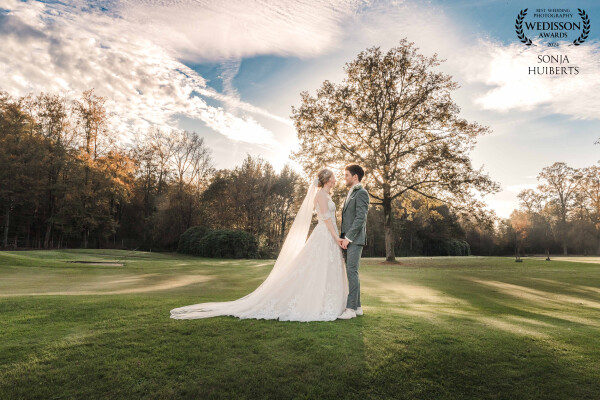 This photo was taken on a beautiful autumn day in October. This wonderful couple had just gotten mar...