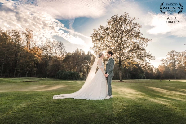 This photo was taken on a beautiful autumn day in October. This wonderful couple had just gotten mar...