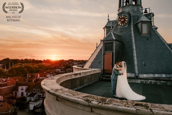 A moment together on top of the Drom in Enkhuizen during a beautiful sunset