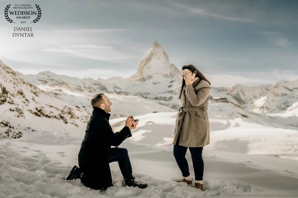 Reproposal in Zermatt Switzerland with Mount Matterhorn in the backround.