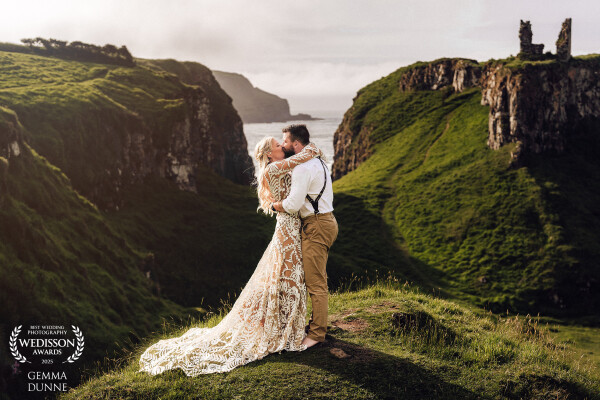 Eloping on the edge of Ireland among the ancient ruins.