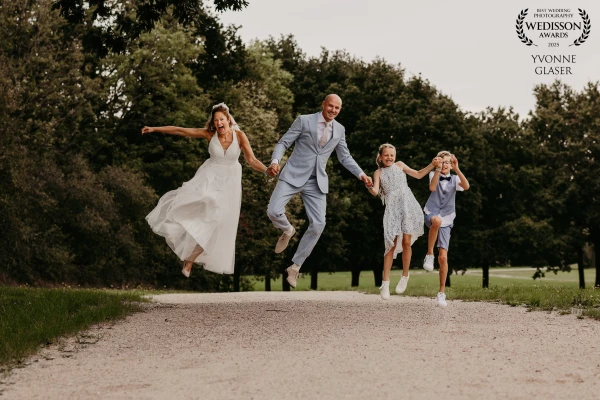 Getting married together with your children is worth a jump of joy