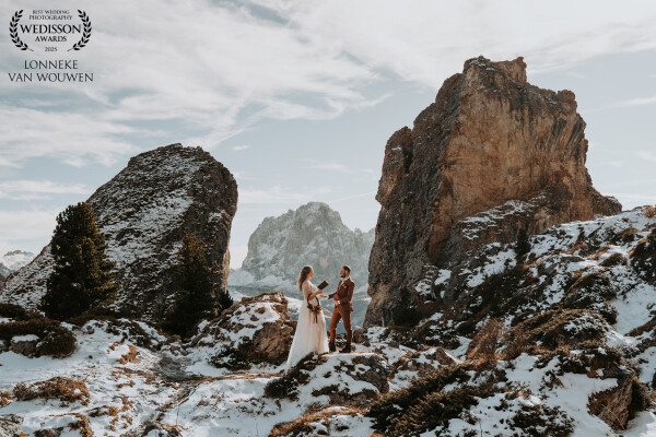 The hike to this place was all worth it for the elopement. The couple spoke their vows with this bea...