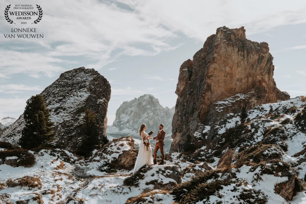 The hike to this place was all worth it for the elopement. The couple spoke their vows with this bea...