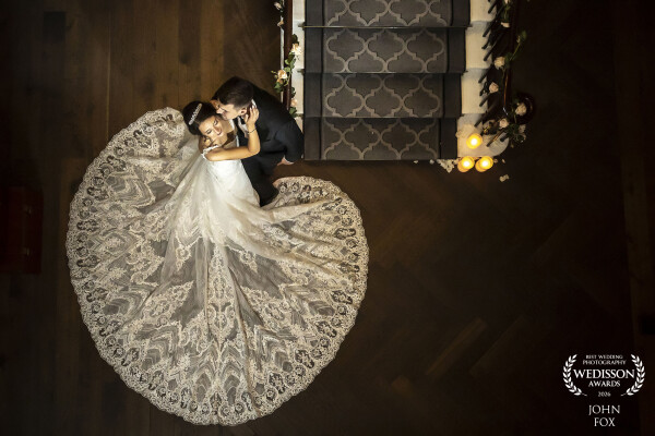 Gabrielle's stunning dress from above looked like a heart. 3 light set for this shot which does appe...