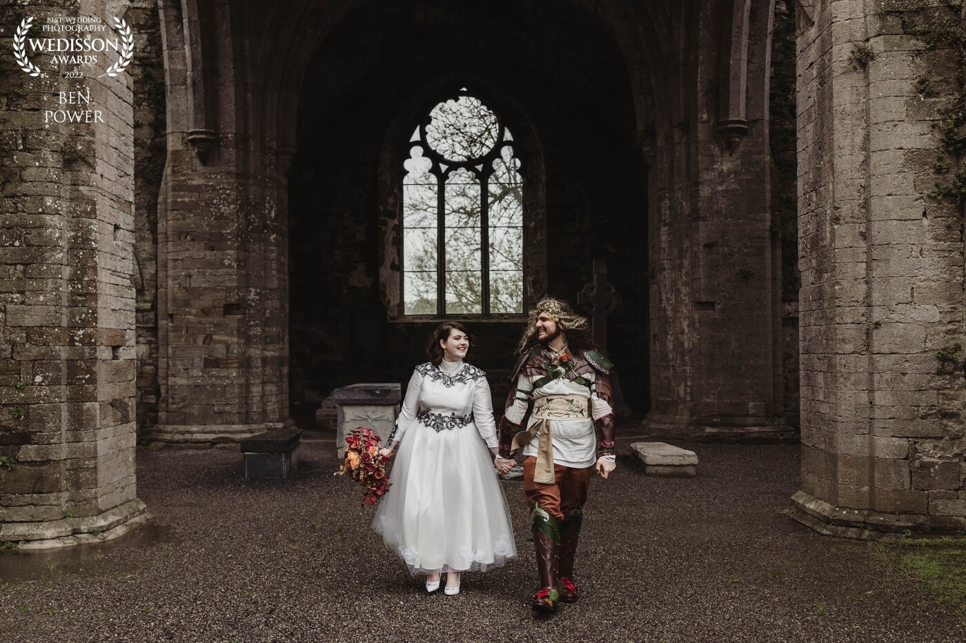 Arianna & Cillian went all out for their Wedding day, in keeping with their own unique interests & style. A historic Abbey was a fitting setting for their bridal portraits.