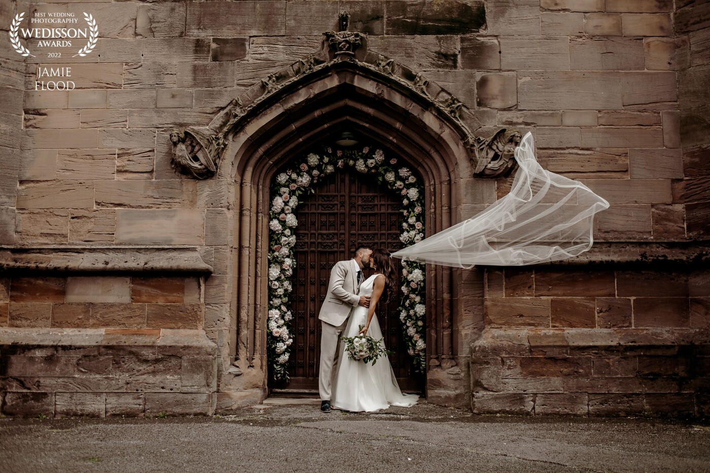 Being a photographer in the UK means that the weather changes from minute to minute ! This image was captured in a short period of the day when suddenly the wind was wild! I would often borrow someone to flick the veil to get a similar shot but it was nice to capture it naturally