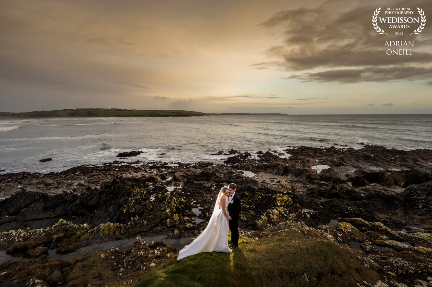 What a way to end the Photoshoot, the sky was turning a lovely colour and the light was fading quickly. I managed to get this seconds before we headed back into the reception! This couple were absolutely brilliant. This shot was taken just right across the road from the hotel. The Dunmore Hotel in Co. Cork is the most amazing venue.
