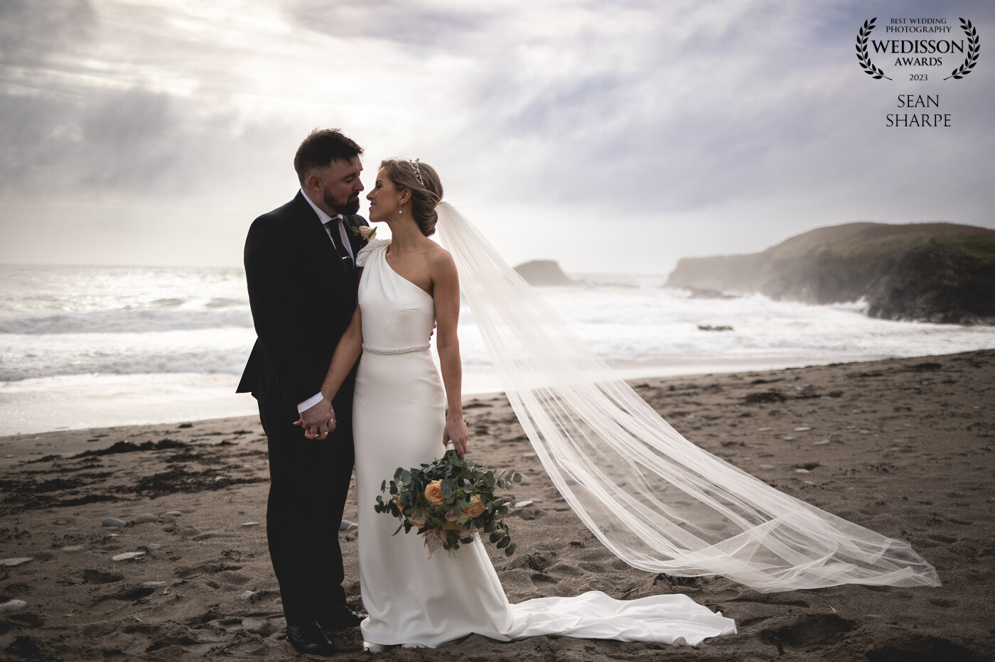 Elaine and Adam at a beautiful West Cork beach near Clonakilty. The light, the scene, the couple! It was an amazing shoot! So lucky with the weather that day!
