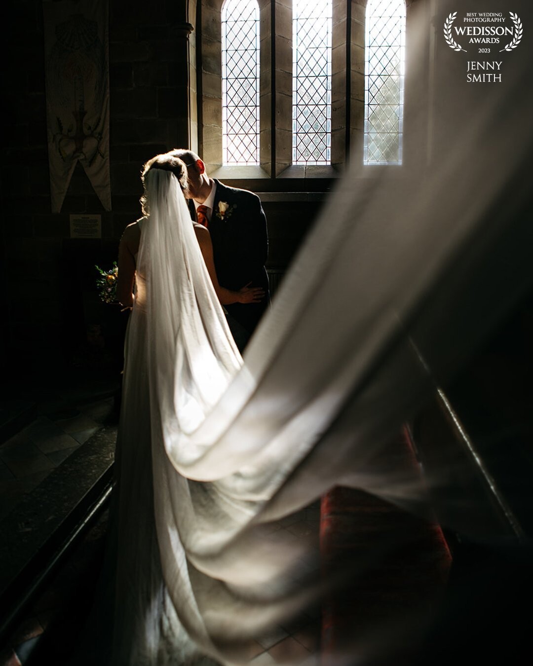 After the ceremony we went back into the church to take some portraits whilst the guests made their way to the reception. Being a sunny October day the afternoon sunlight flooded through the windows and the photos took on an ethereal quality.