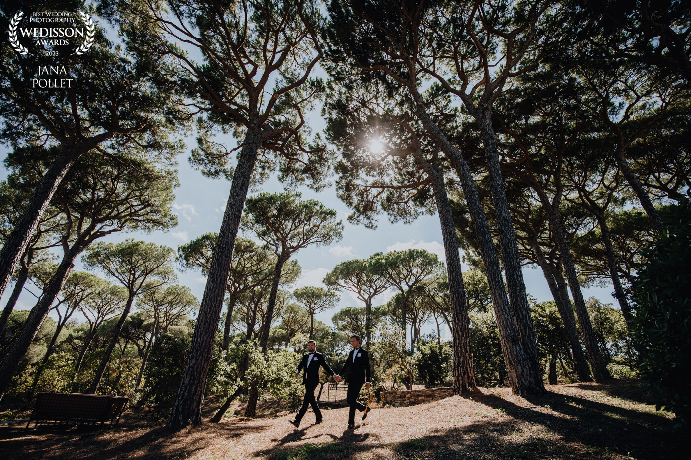 Simon and Matthias are a fantastic couple, their wedding weekend in Saint-Tropez was perfect in every detail. We took their couple photos both downtown and at their wedding venue. When I took this picture I was impressed by the trees there, I was very happy with the result.