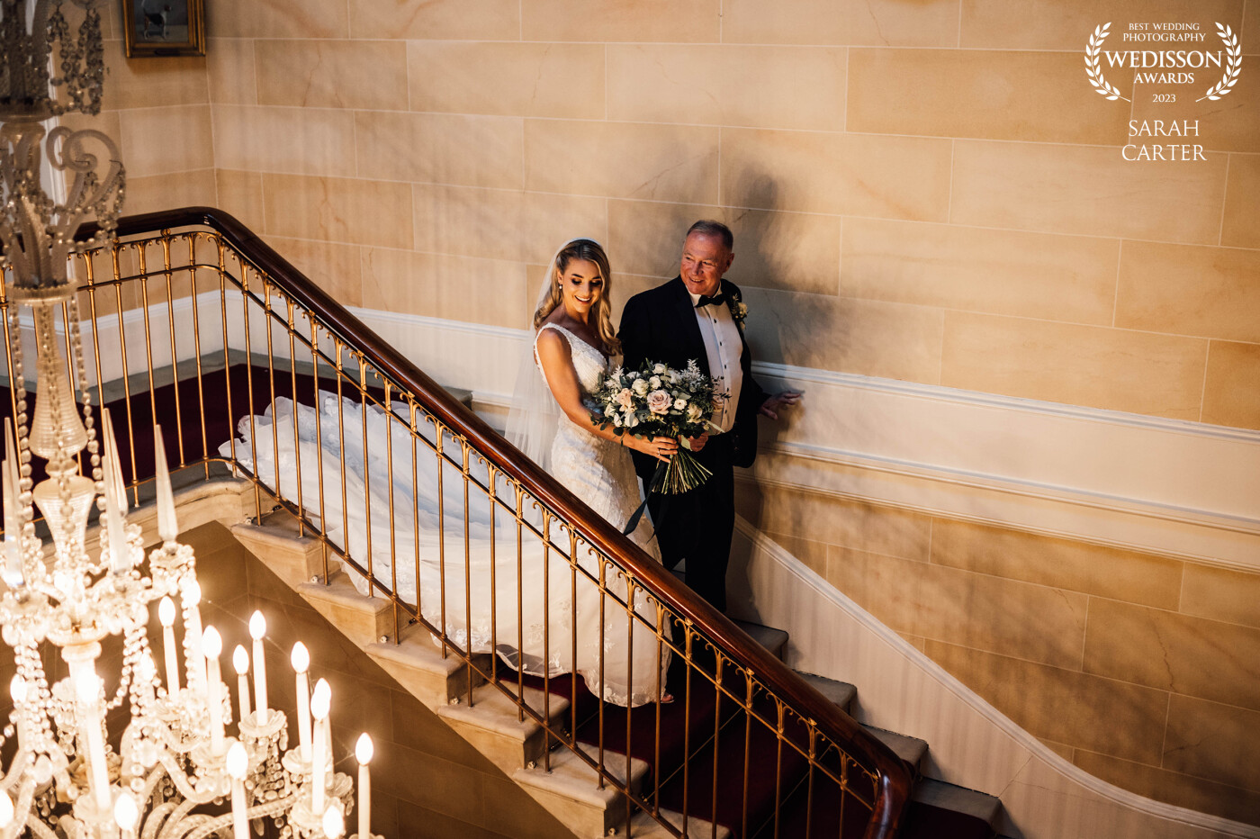 There were a few shots of the bride and her father walking down these stairs but this one is my favourite. The way he is looking at her when there is so much going on downstairs. So many different thoughts going through both their minds. I don't think he could have been any prouder than in that moment.