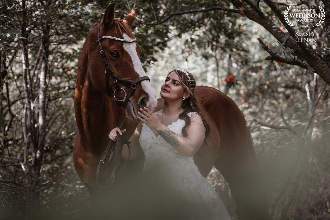 Late summer in Scotland,  where I was able to make a horsey girls dream come true and include her equine best friend in the wedding album.   The bride had such an amazing bond with her horse after years of partnership together. As a fellow horsey lass, I completely understood how much it means to have them there at that special time.