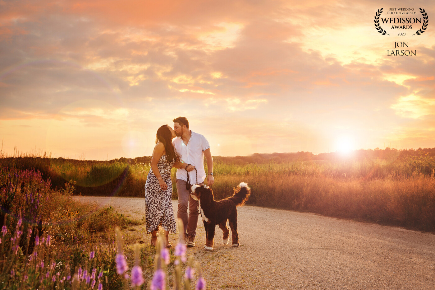 The dog and his humans were romantically linked during this sunset session.