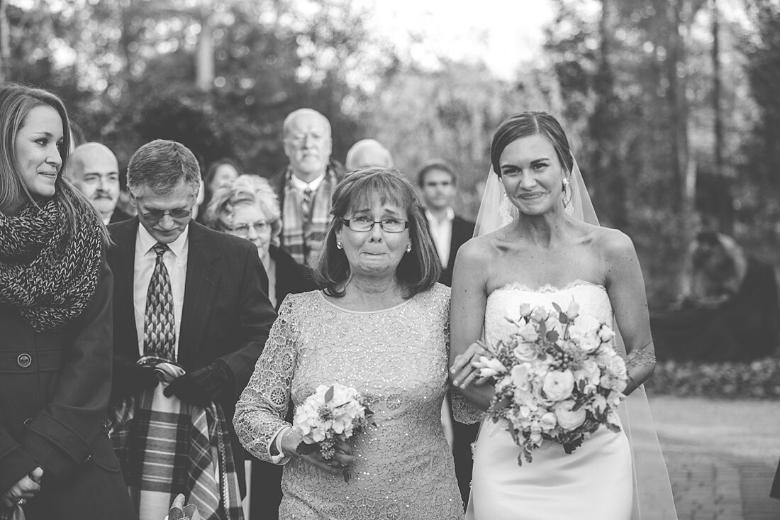 Katie's walk down the aisle was extremely emotional for her mother. Katie's father passed away and her sweet mom gave her away, brimming with emotion. I love how the brides face shows such excitement and anticipated joy in this moment.