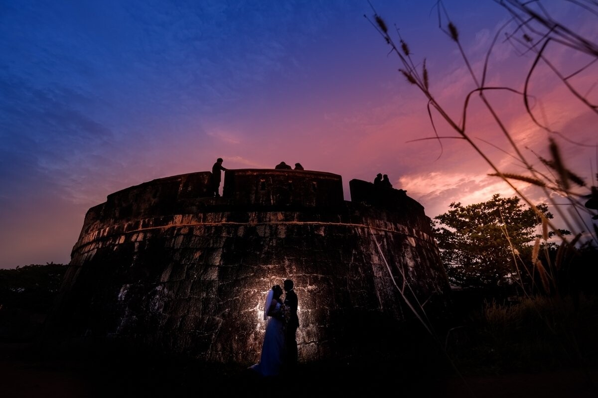 This image was taken on the same day of the wedding. Tania and Elroy were really sweet and an amazing couple I’ve come across. The timing happened o be posted sunset. Location-The Sultan Battery watch tower constructed in 1784  by Emperor Tipu Sultan. It was also a naval station and was of great importance to the ruler as he used it to intercept enemy warships and prevent them from docking.