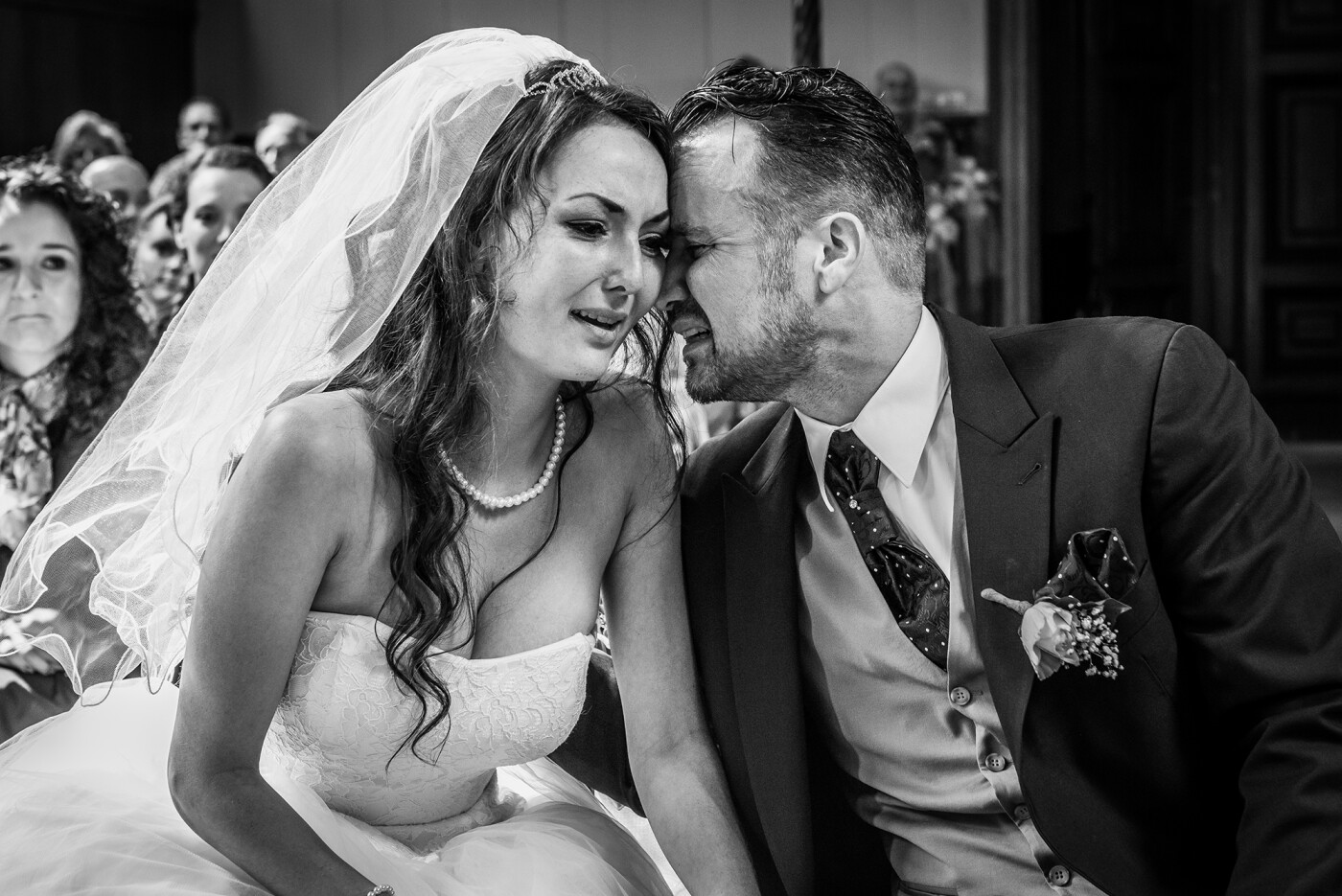 Tears of happiness! <br />
<br />
During the church ceremony the Bride and Groom sharded their deepest emotions with all guests. There was so much love between the both of them, it made the eyes of us photopgraphers moisty too. The picture was taken in Hoorn, the Netherlands.