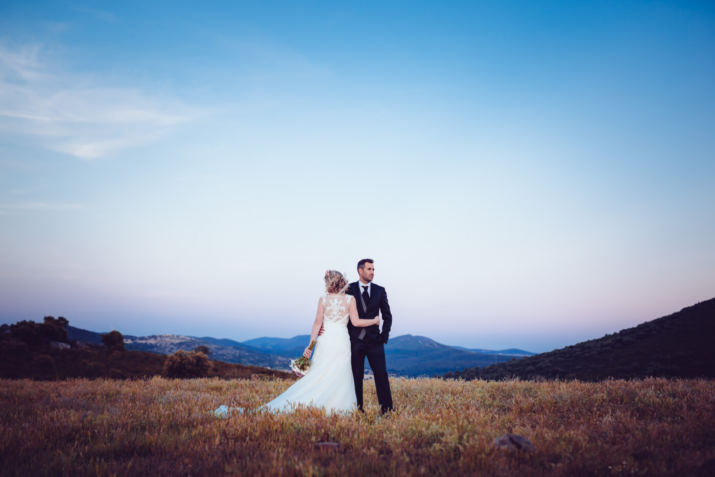 Mary and Enrique are a couple from Higuera de la Serena, Badajoz, Spain.<br />
We took several pictures in a forest of eucalyptus, then we decided to climb a hill in search of open spaces,  the sunset left us a magical light.
