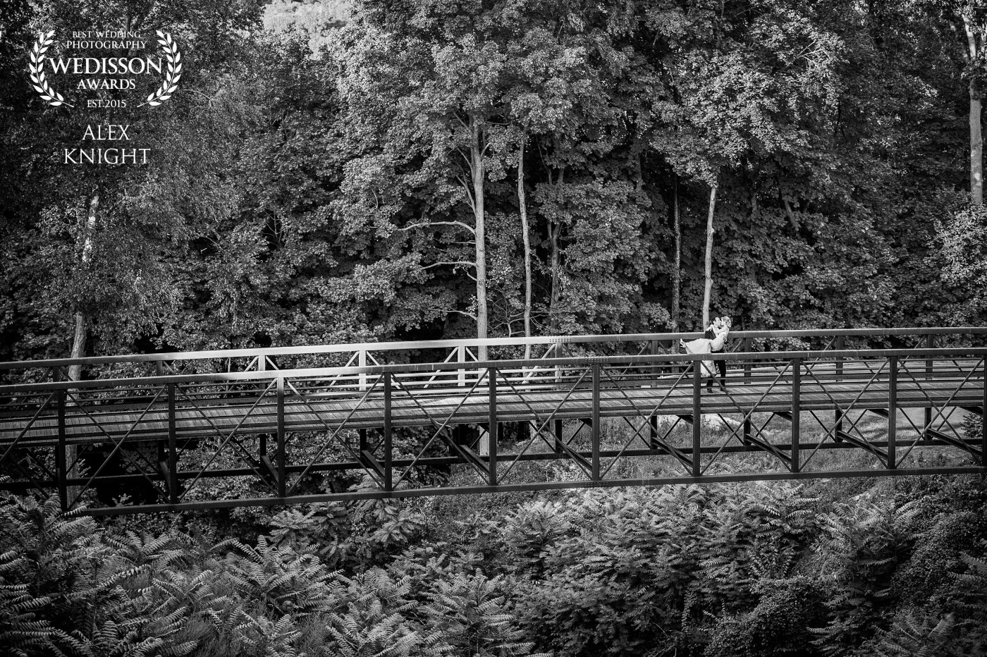 Sometimes you never know what you'll find unless you venture out into the unknown. That's how this image was captured. A short walk along a path near the wedding venue we found this bridge and this is what we got. Classic and timeless; just like the love shared between the couple.