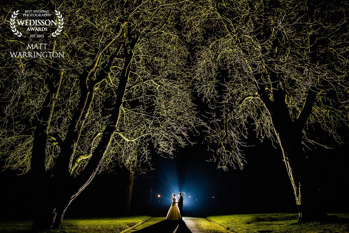This image was taken at the stunning Colshaw Hall on a cold December day, during the drive up to the venue I saw these tree's and immediately knew I wanted to go out after dark and take this image. It was literally freezing but Rebecca and Richard were troopers and withstood the cold temperatures to try something a bit different.
