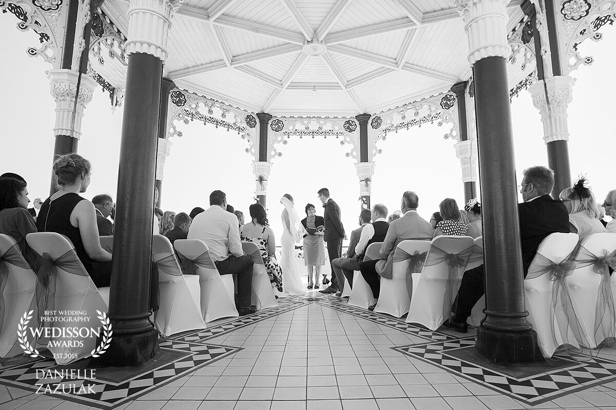 A glorious August day for a wedding in Brightons bandstand, I was a surprise wedding gift for this lucky couple and what a fabulous day it was! 