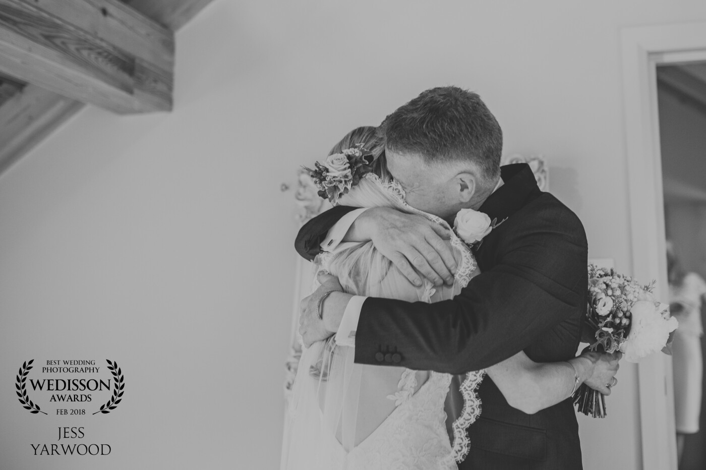 Beautiful natural documentary moment between father and daughter before she goes to marry her man!<br />
<br />
Photograph taken at a Cheshire wedding venue in the UK.
