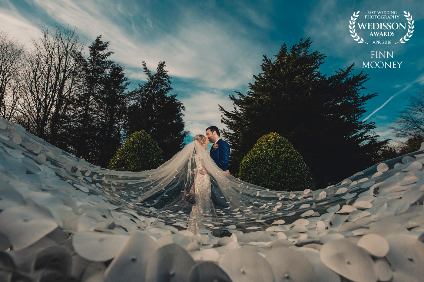 I knew the moment I seen the Brides veil that it needed to feature in a shot that looked big, so I went for this perspective and with the background composition and perspective it worked our really well and the couple fell in love with it 