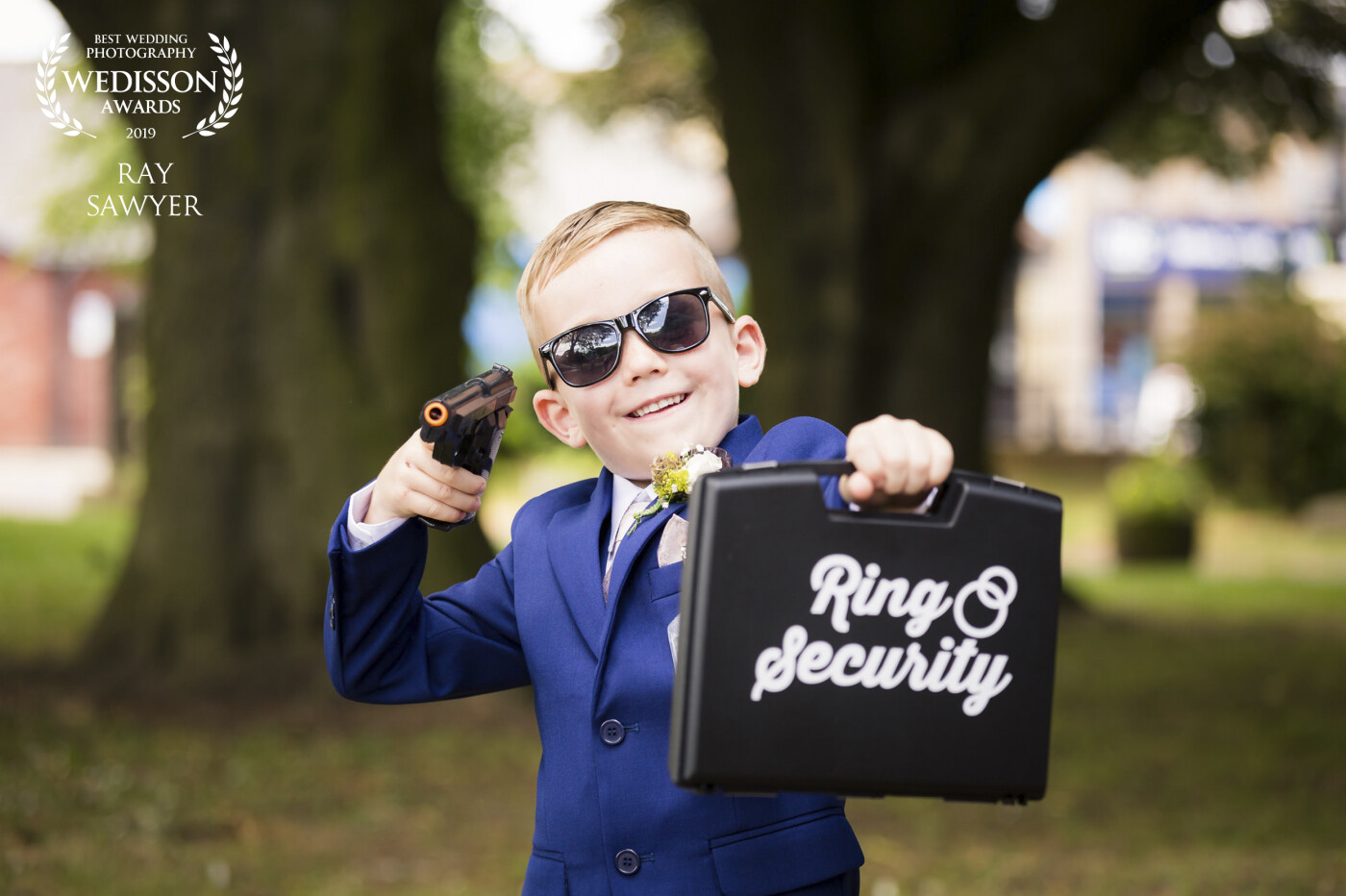 This Cheeky Chap was the ring bearer at the wedding of Michael and Leanne, held at Shildon Civic in County Durham. Their Son was so cute with the ring security briefcase, gun, id badge, glasses. 