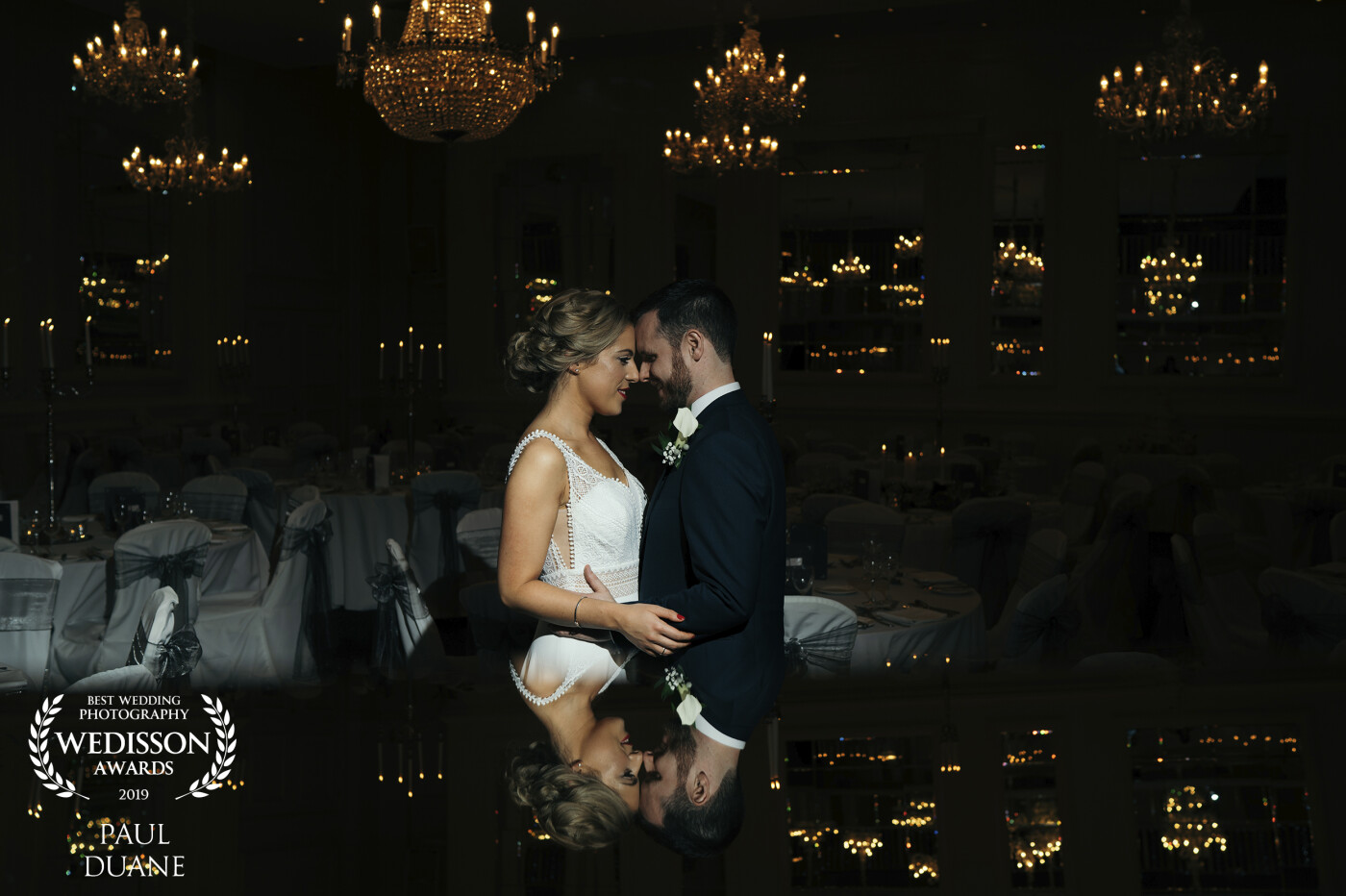 Reflections:  Absolutely loved creating this shot. Captured at a beautiful boutique hotel in Galway, Ireland. <br />
<br />
The chandeliers and fairy lights just make it so romantic looking. 