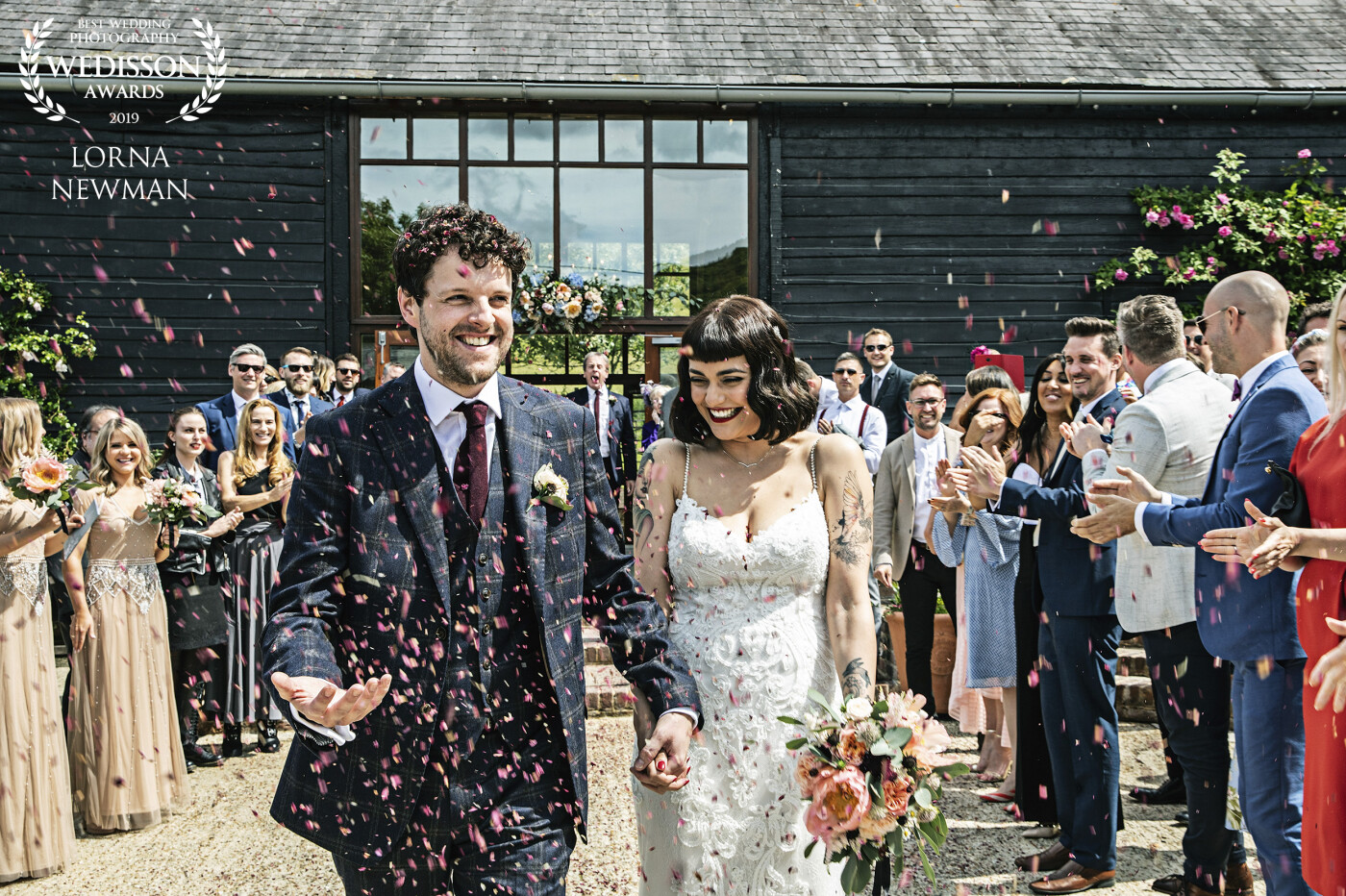 Krystle & her new lovely husband Mike had their beautiful wedding at Upwaltham Barns. This confetti shot was the standard mood of the day, it was smiles and laughs all day long in the beautiful Sussex countryside.<br />
They even had a rainbow!<br />
<br />
Congratulations Krystle & Mike wish you so much happiness.