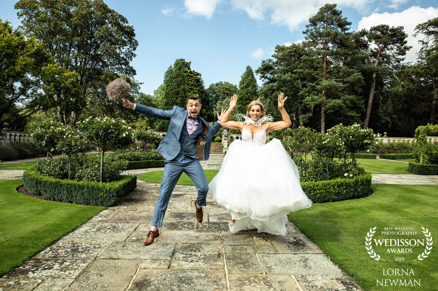 Hayley & Lee Chandler loving every minute of their amazing wedding day at the beautiful Longstowe Hall in Cambridge. We had so much fun and literally could not stop these two from jumping around.