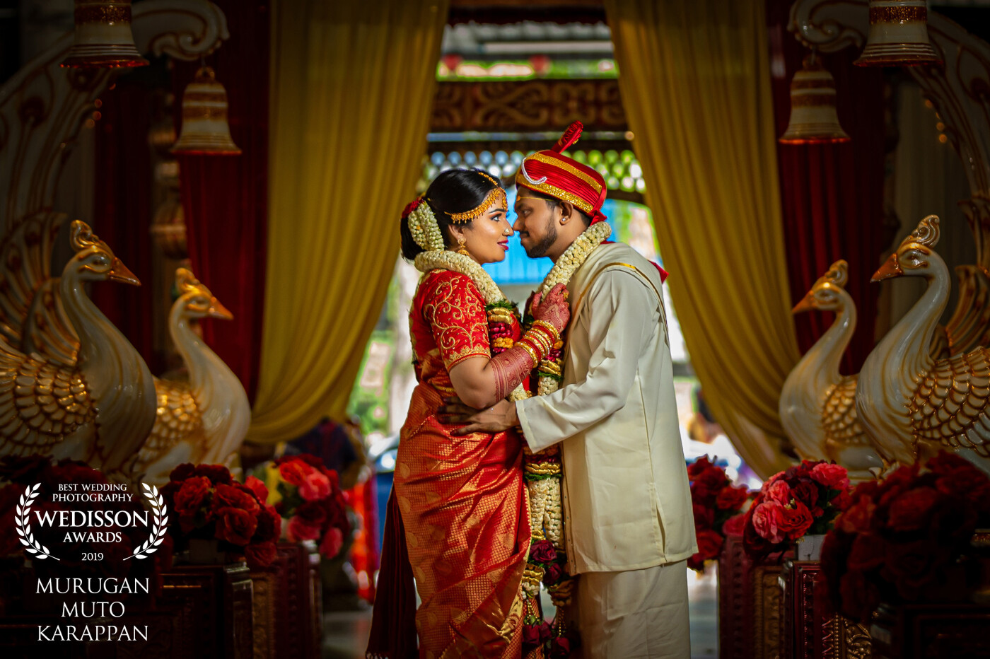 Visalen & Nisanthi, a beautiful Indian wedding shoot with one of our sweet couples in Malaysia Johor, This was the last shot taken on their wedding day just before they move out of the wedding hall.