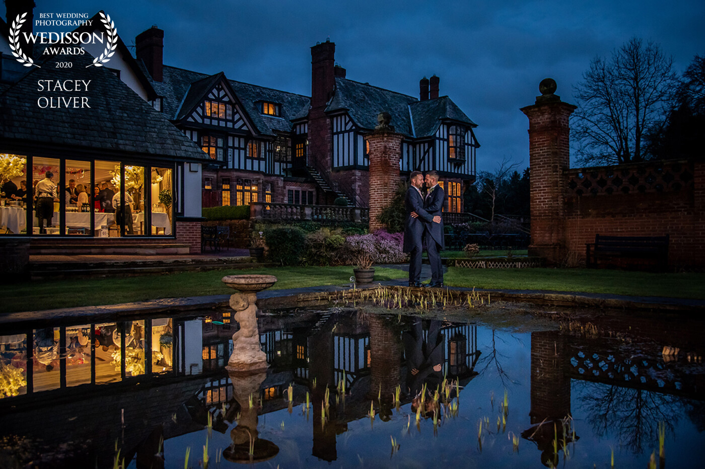 Darren and Mike were married on Valentine’s Day at a lovely venue called Inglewood Manor. I love this moment so much as you can see all the guests enjoying themselves whilst they have time away for couple portraits. 