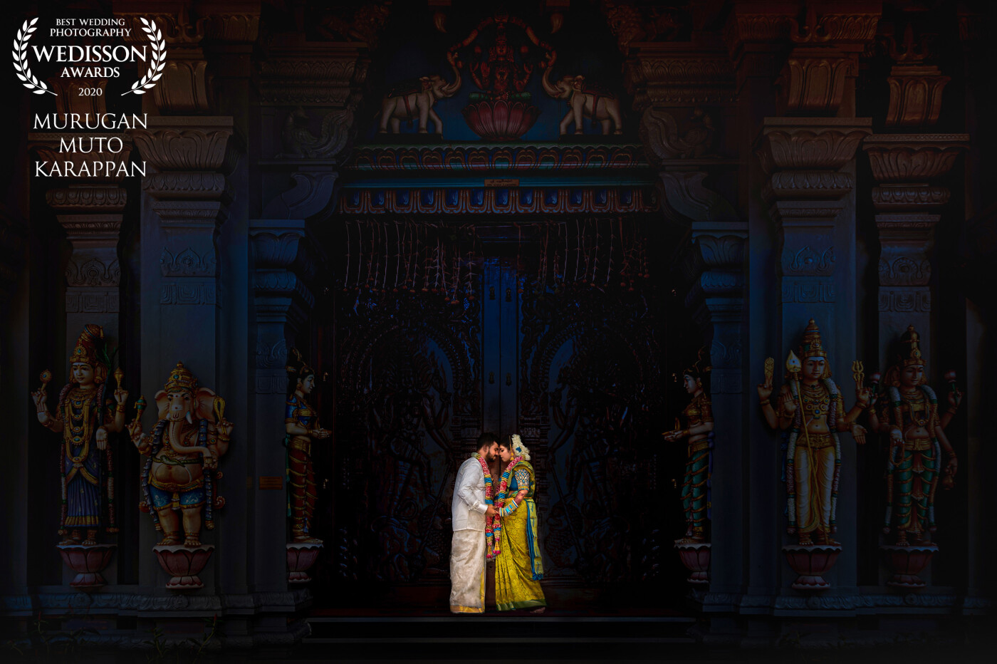 Sugadev & Jai Arathi, A beautiful temple wedding in Singapore, This image was captured at the temple entrance just before they leave.