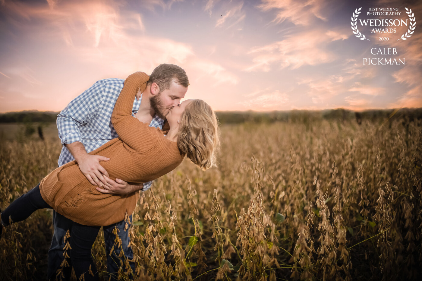 This photo was taken In Atchison, KS during an engagement shoot. You’ve got to love Kansas fields as s Sunsets. “Love was just a word before I met you!”