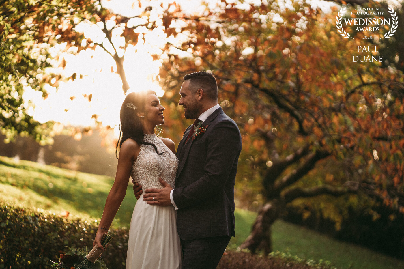October weather in Ireland can be hit and miss but we were blessed with great weather for this lovely couple. I love the way the sun just shines through the trees, giving a real autumnal feel to the image. The photo was taken in Breaffy House Hotel, Co Mayo, Ireland
