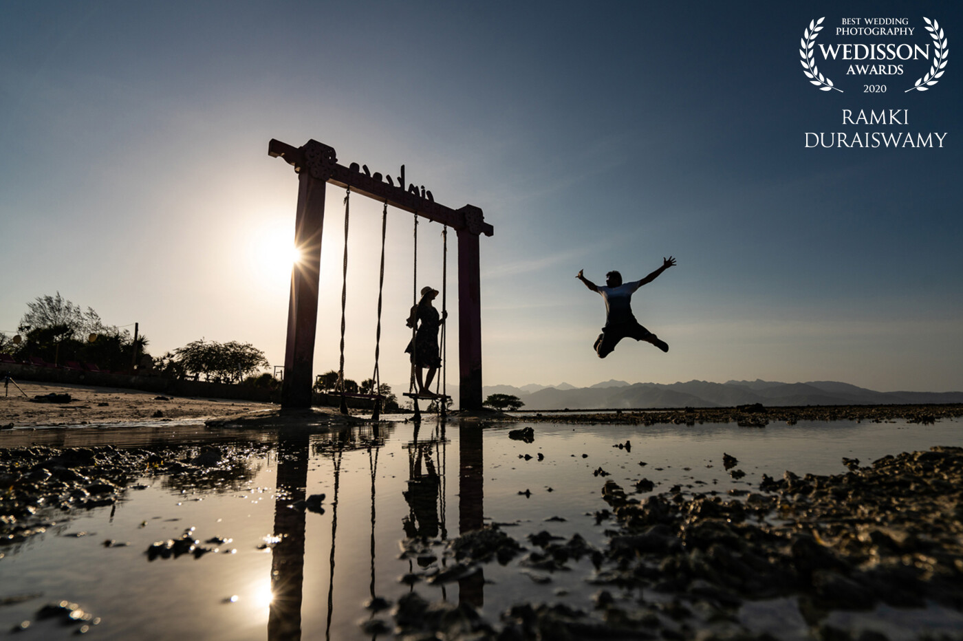 Captured in the shores of Gili Trawangan, Indonesia, this silhouette snap depicts the joy of love prevailing between the couple Sowparnika & Ramki. They chose JOY on that day and keep choosing the same every day!!! 