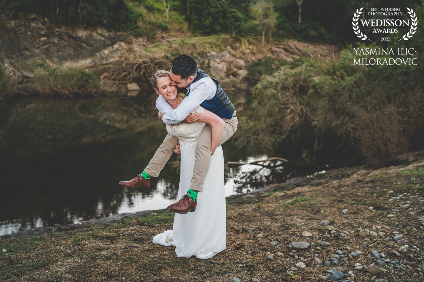 Martine and Ryan's wedding was absolutely full of laughs from beginning to end. Even I was in stitches! This is the spot they were meant to say their vows to one another however the week before there were insane floods and the beautiful bank was washed away. Caffreys Flat, NSW.