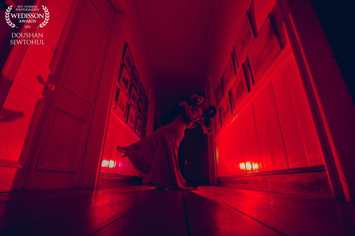 When you have client who is adamant on having at least one Wedisson Award picture, you strive to give your best and  excel .<br />
<br />
A very difficult shoot, playing with colours and creating the mood. The corridor was completely dark and even scary. <br />
<br />
But thanks to couple for playing the game perfectly<br />
#Kushal<br />
#Richa
