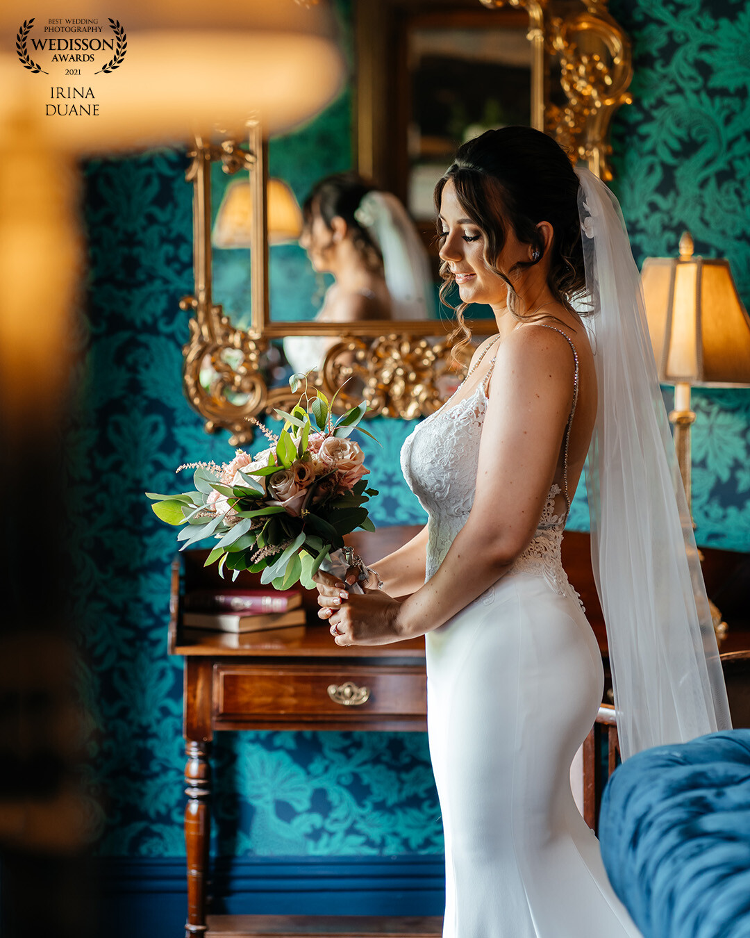 A quiet moment of the bride just before walking down the aisle. The day was filled with so much love and emotion, I was once again reminded of why I do what I do.  Boyne Hill House in Navan, Ireland.