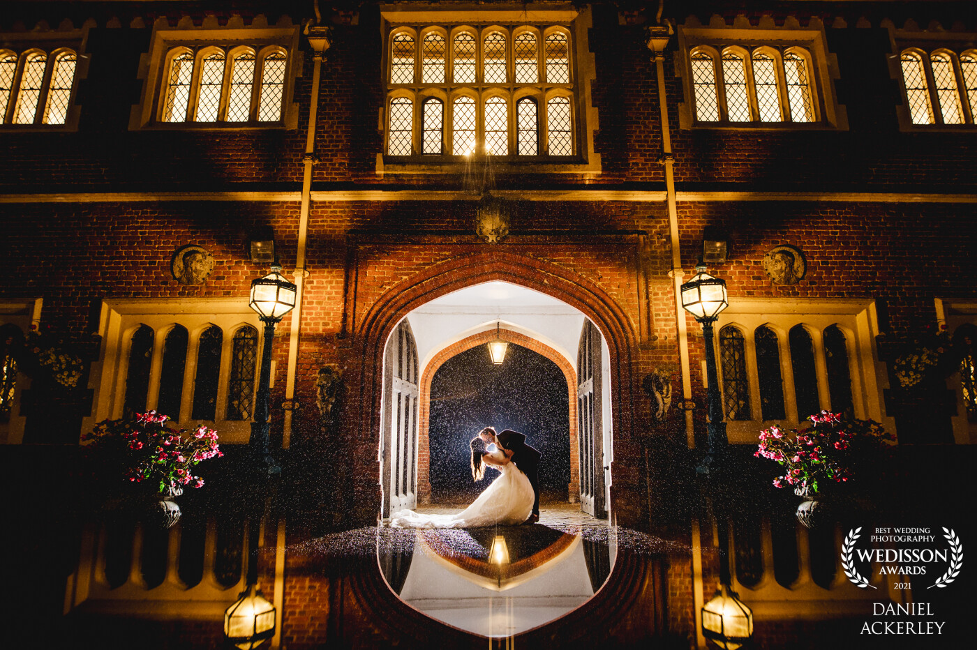 When I noticed the awesome lanterns, and the beautiful symmetry in Gosfield Hall, I just knew that as it got dark it would make for a great image, but as soon as it began raining I knew that was the PERFECT time to get Charlotte & James outside to make it happen and it worked out perfectly :-)