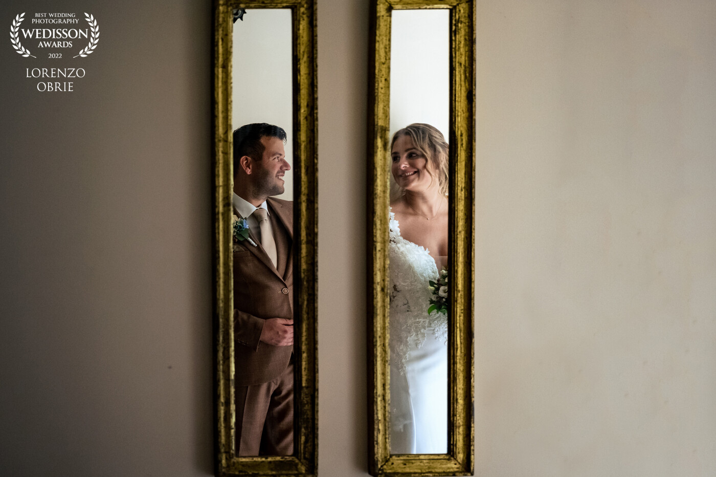 I got this idea of the 2 mirrors at one of my favourite locations to shoot weddings. I actually took the shot from the right hand side and manipulated the photo in lightroom to make it look like i was in front of the couple.