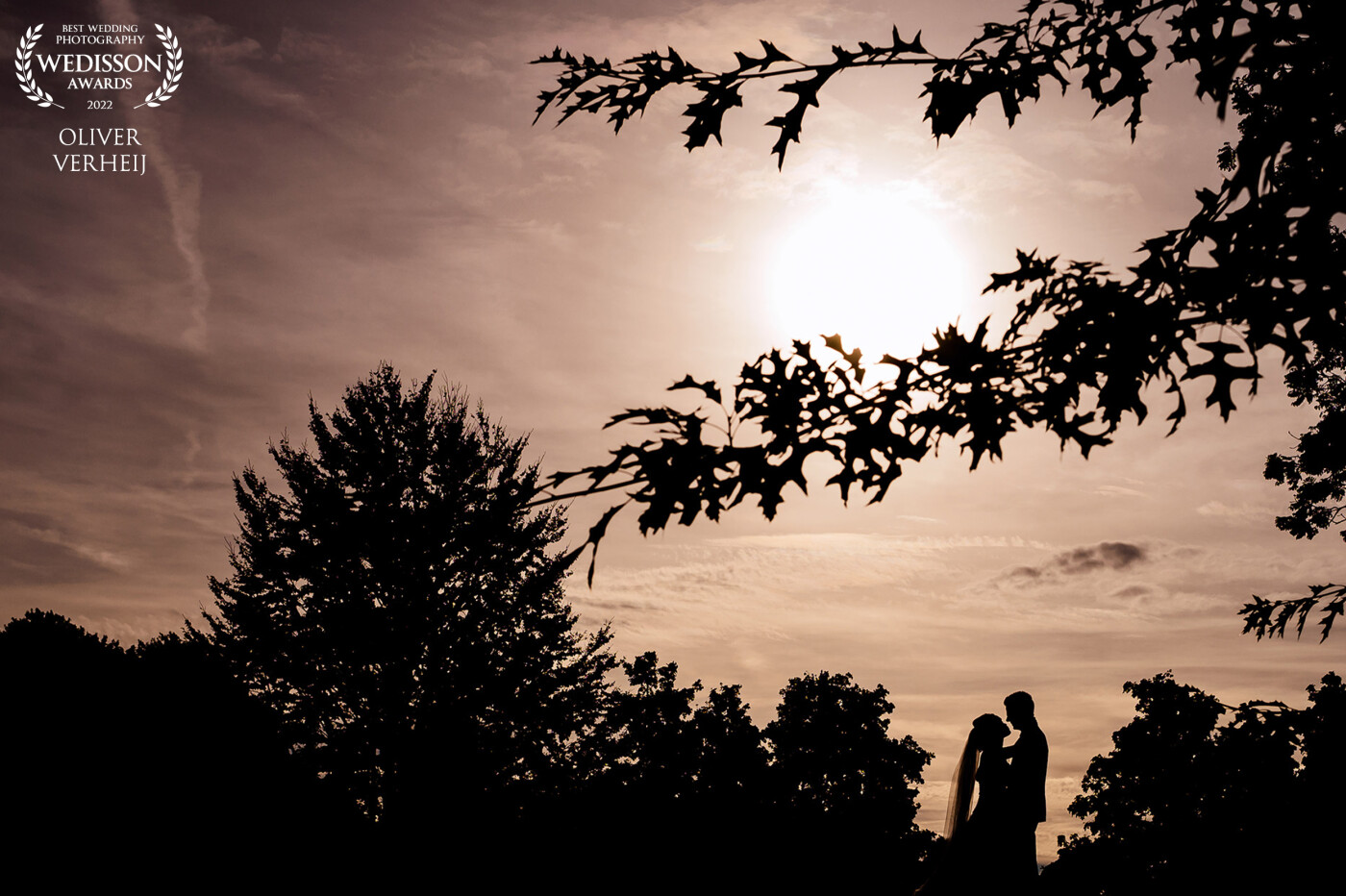 A silhouette is always a good idea. Not only because it's a wonderful picture, but also because the newly weds get to have a little time alone together on their weddingday.